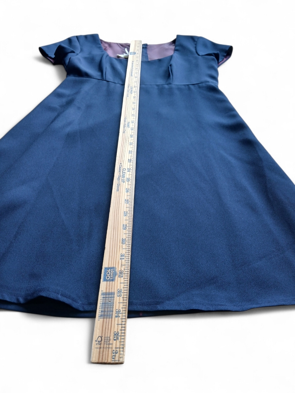 IGLWU Vintage Women's Size Small Navy Fit-and-Flare Dress with Purple Lining - Picture 11 of 15